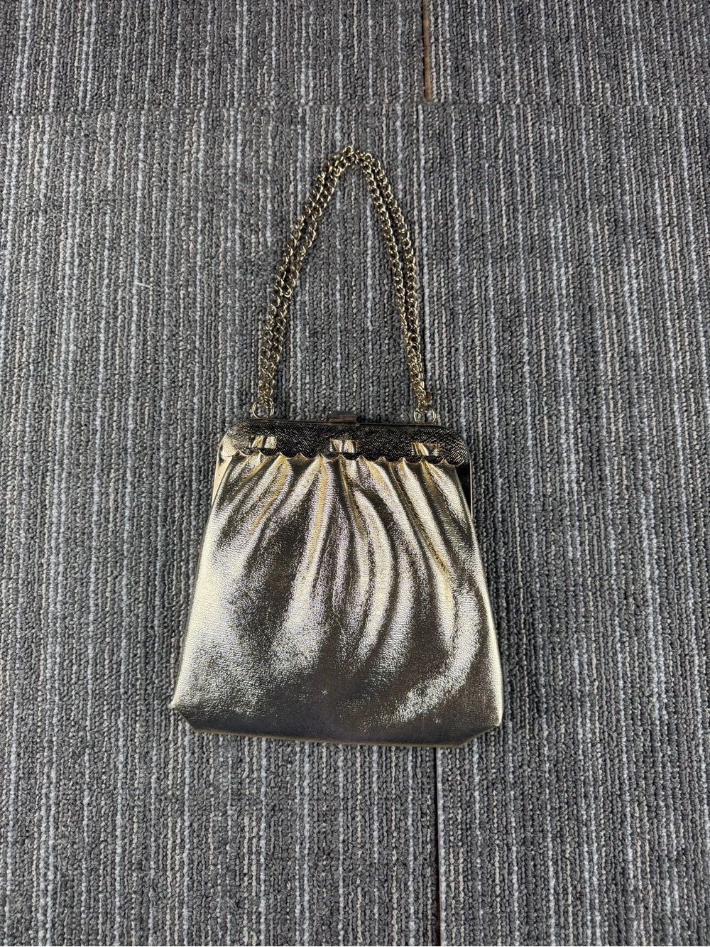 Elegant Metallic Gold Wristlet Clutch with Chain Strap